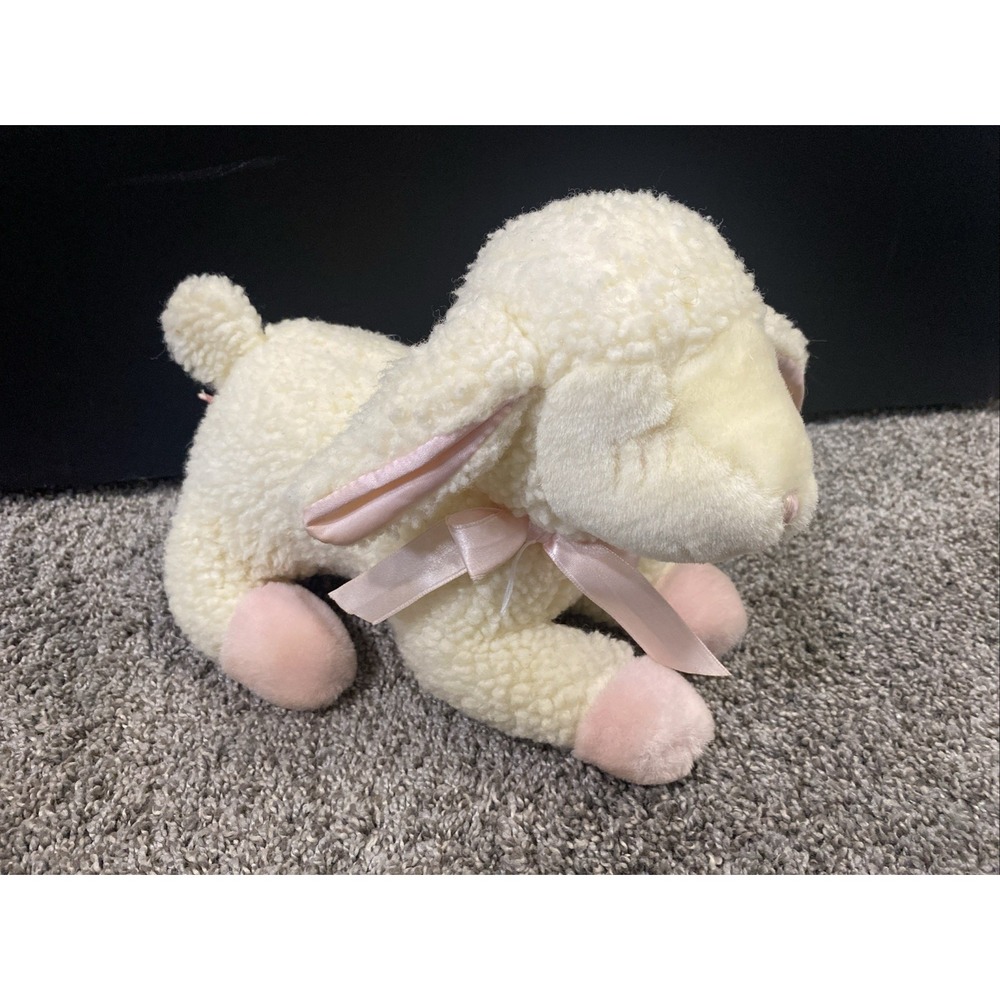 Russ Berrie Baby LULLABY LAMB Plush pink Jesus Loves Me Musical Wind-up Toy